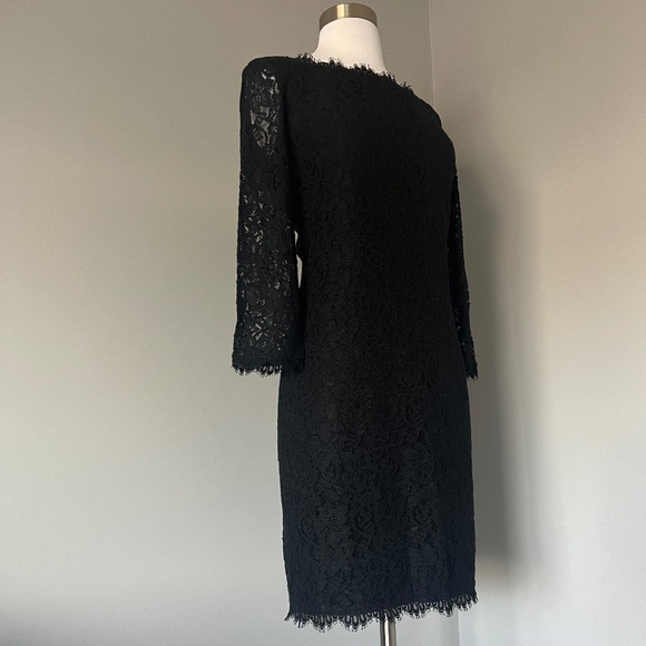 Diane Von Furstenberg Zarita Lace Special Occasion Cocktail Sheath Black Dress - Picture 10 of 13